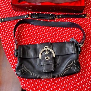 Coach Black Leather Bagette